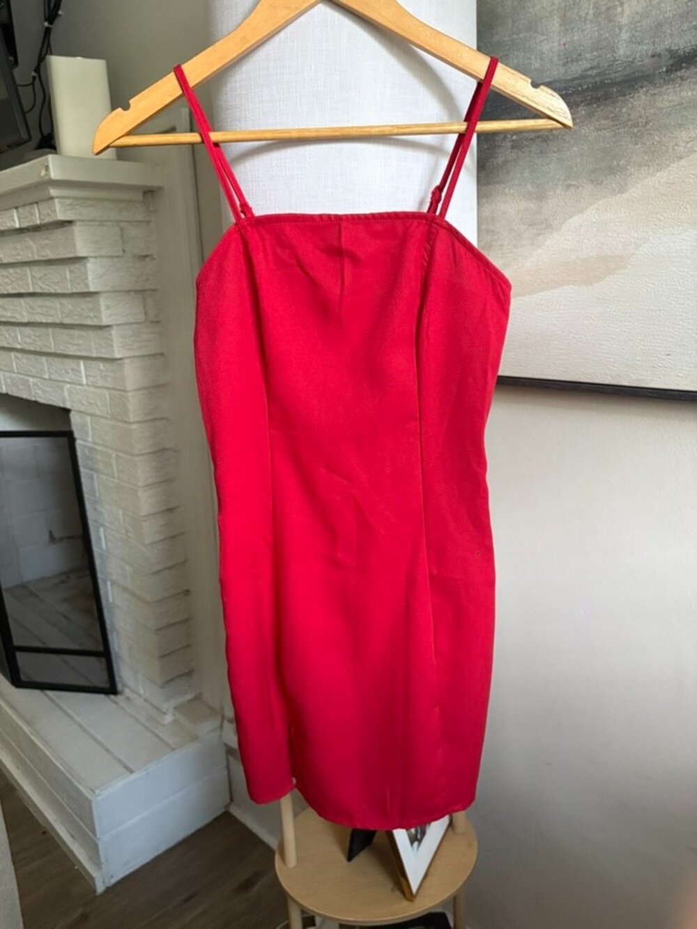 Red Bodycon Mini Dress Adjustable Straps Little Red Dress